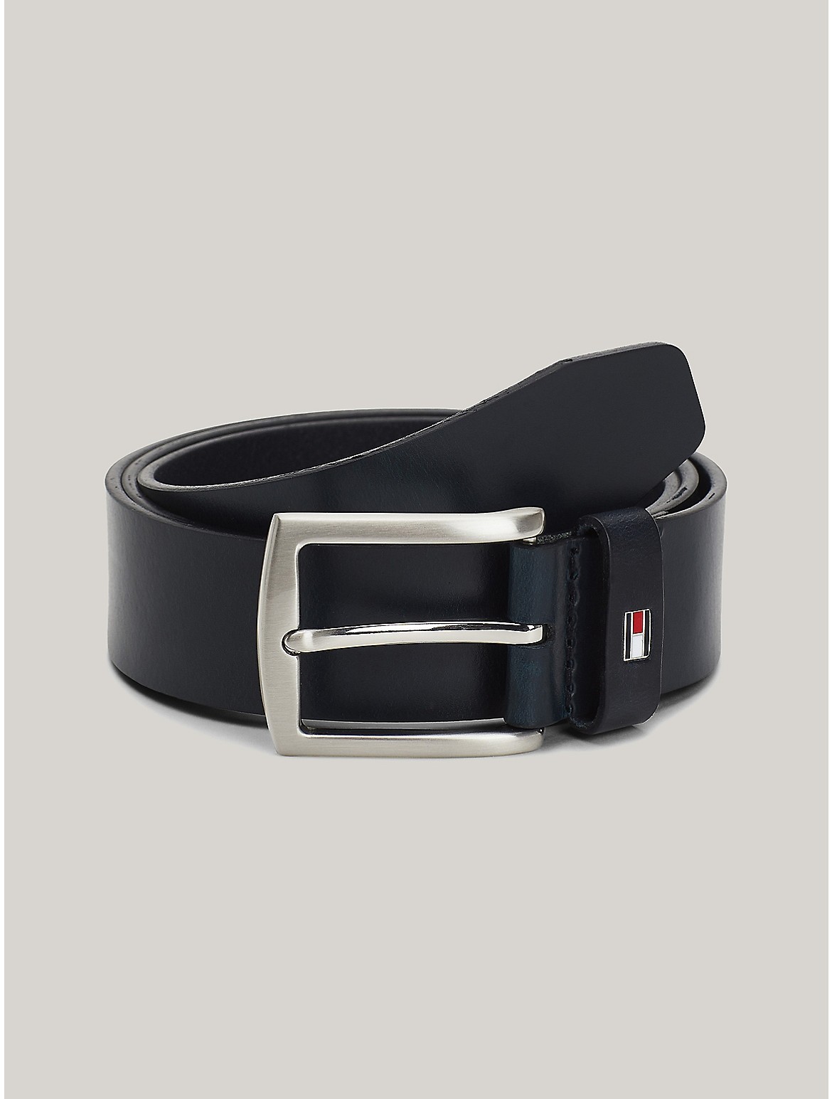 Tommy Hilfiger Leather Flag Belt In Midnight