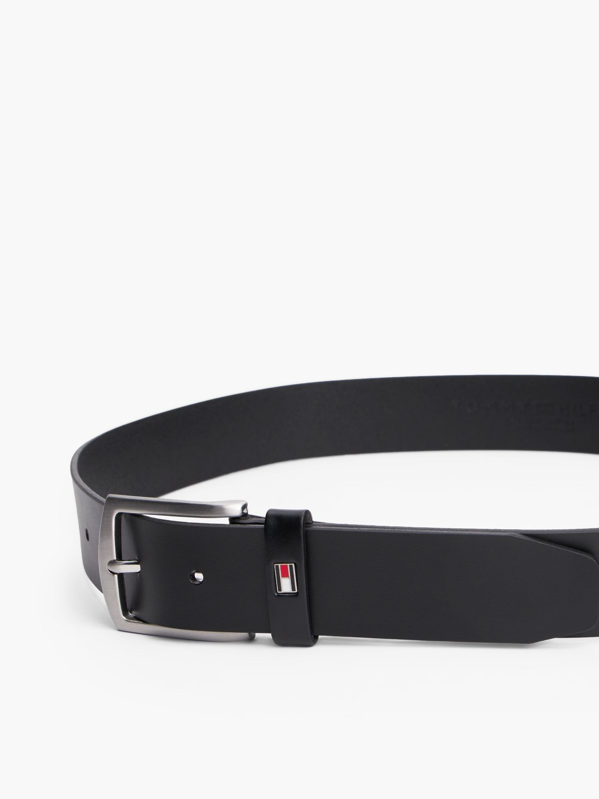 Flag Loop Leather Belt — Black