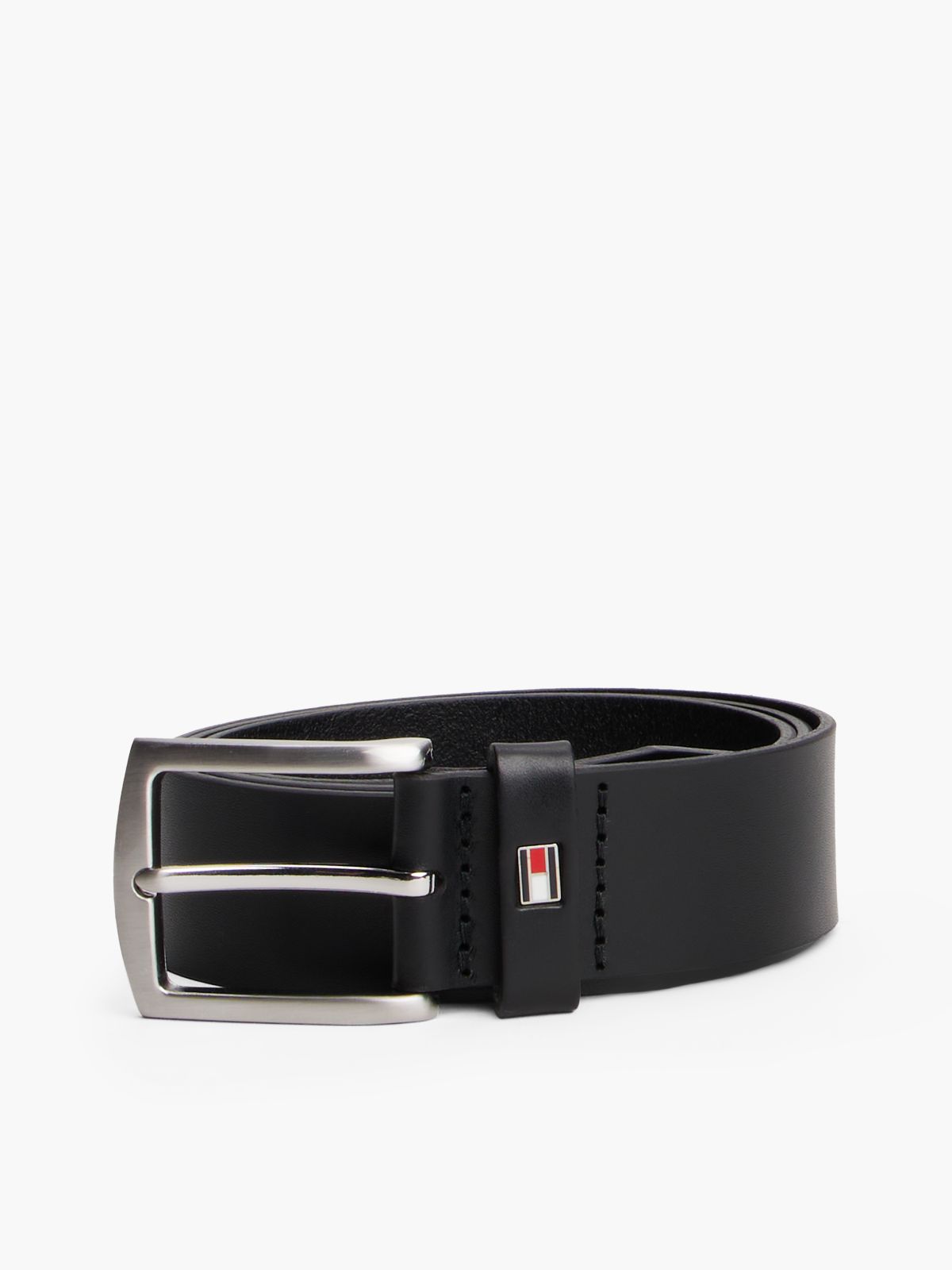 Flag Loop Leather Belt — Black