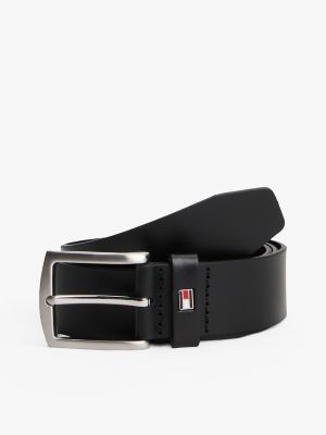 Flag Loop Leather Belt, Black
