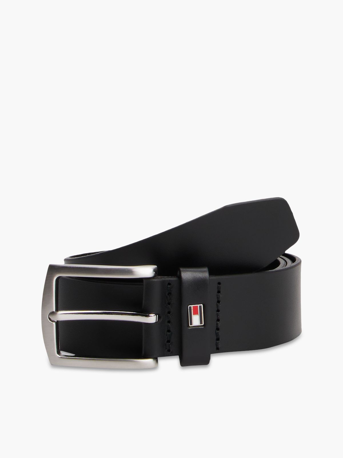 Flag Loop Leather Belt — Black