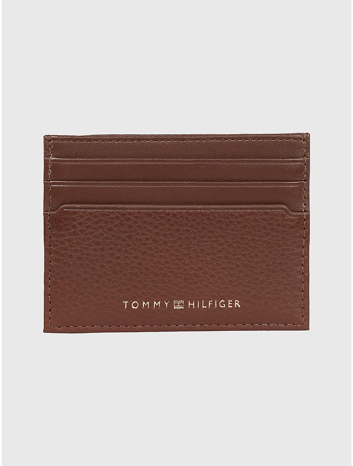 Tommy Hilfiger Men's Pebbled Leather Credit Card Holder - Brown