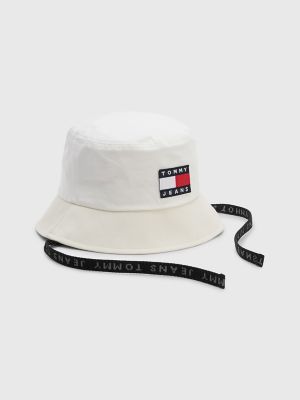 TJ Logo Bucket Hat with Tie Straps Tommy Hilfiger