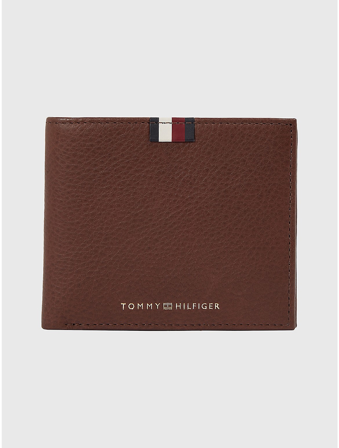 Tommy Hilfiger Men's Logo Leather Wallet with Coin Pocket - Brown