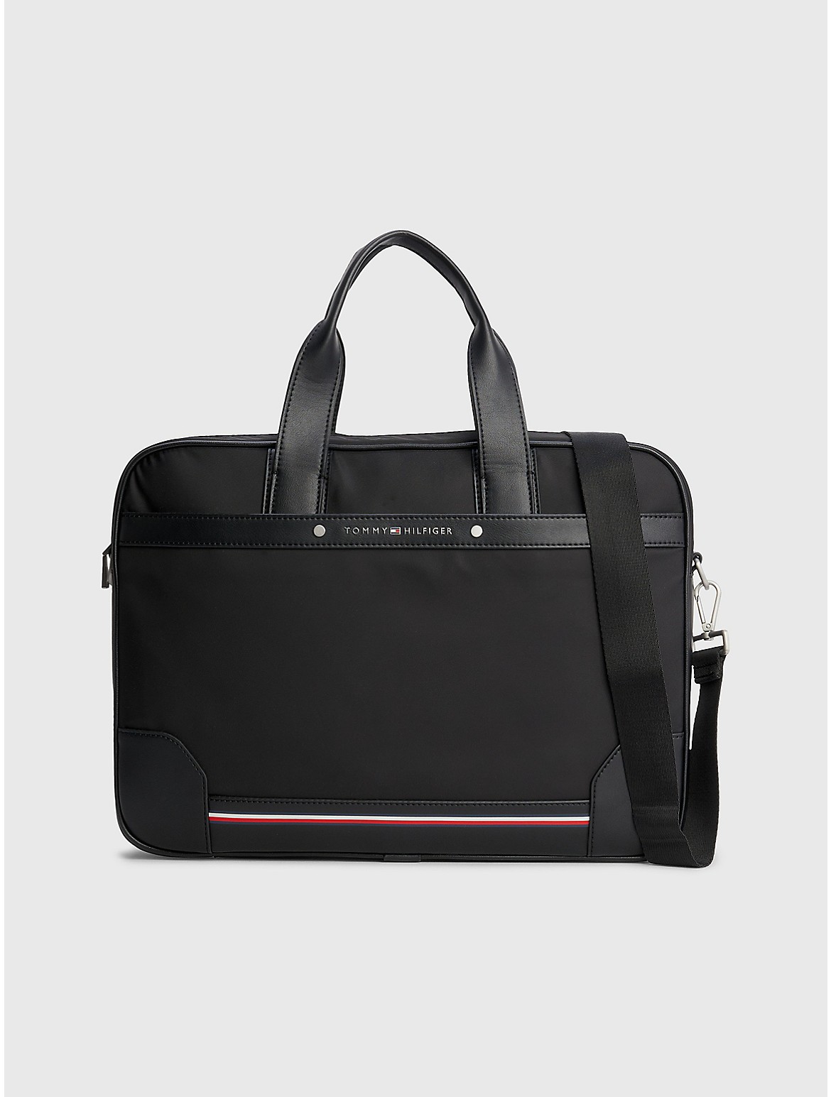Tommy Hilfiger Men's Logo Stripe Computer Bag - Black