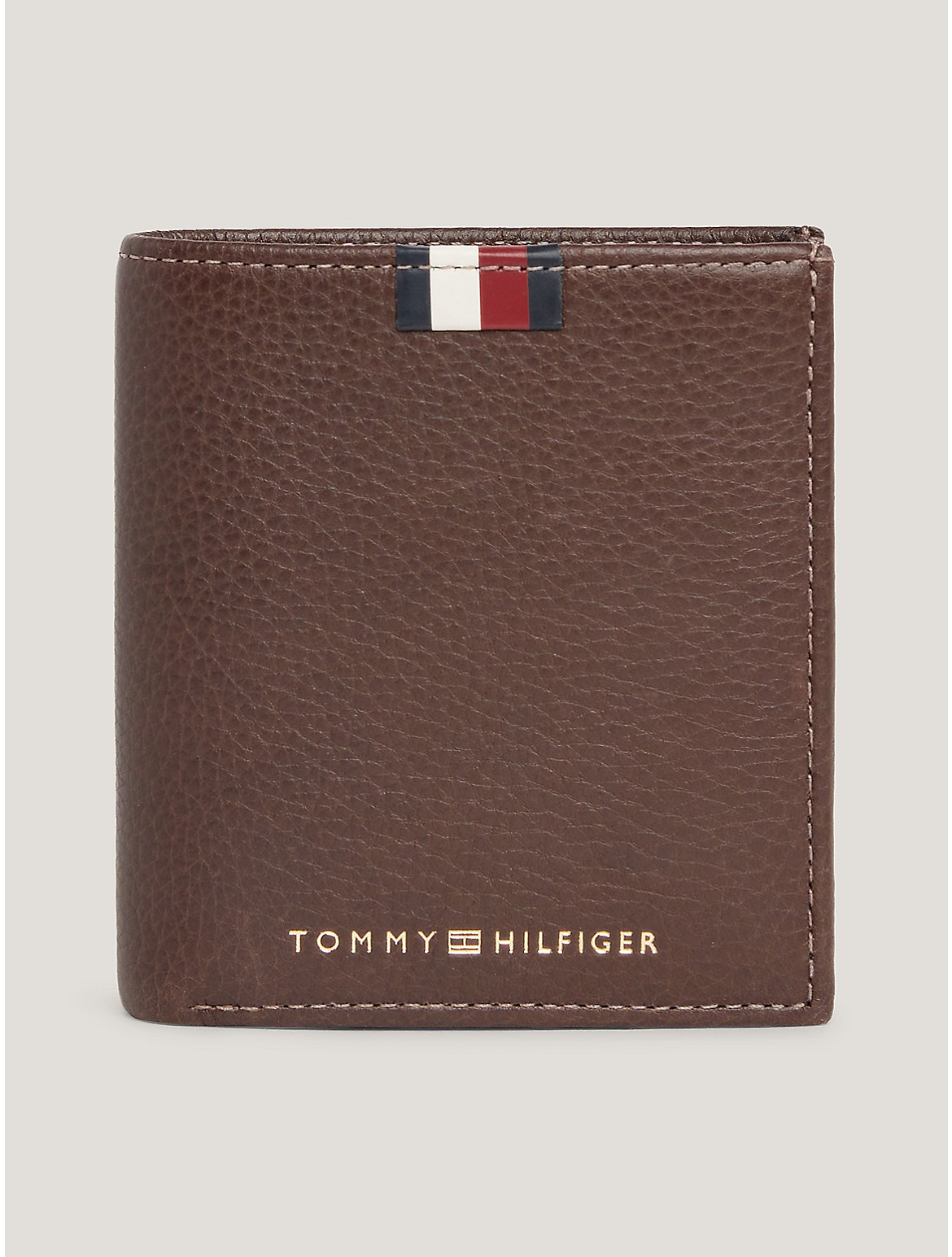 Tommy Hilfiger Men's Flag Leather Bifold Wallet - Brown