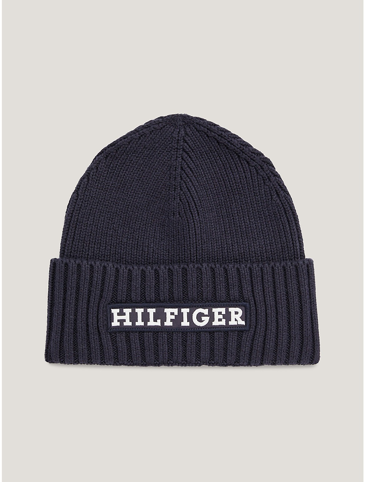 Tommy Hilfiger Embroidered Monotype Logo Beanie In Space Blue