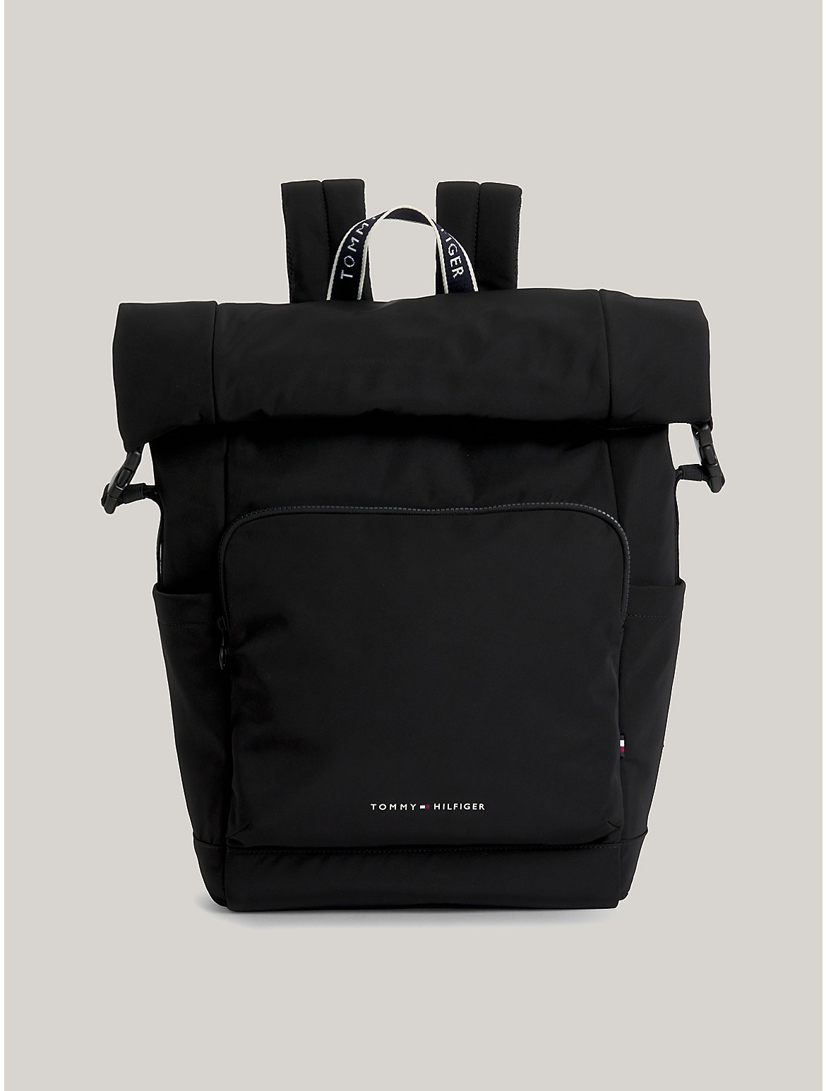 Tommy Hilfiger Tommy Logo Rolltop Backpack In Black