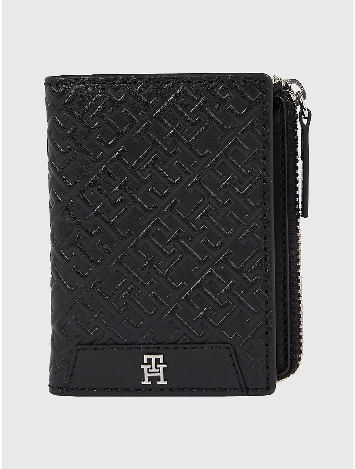 Tommy Hilfiger Men's TH Logo Zip Bifold Wallet with Zip - Black