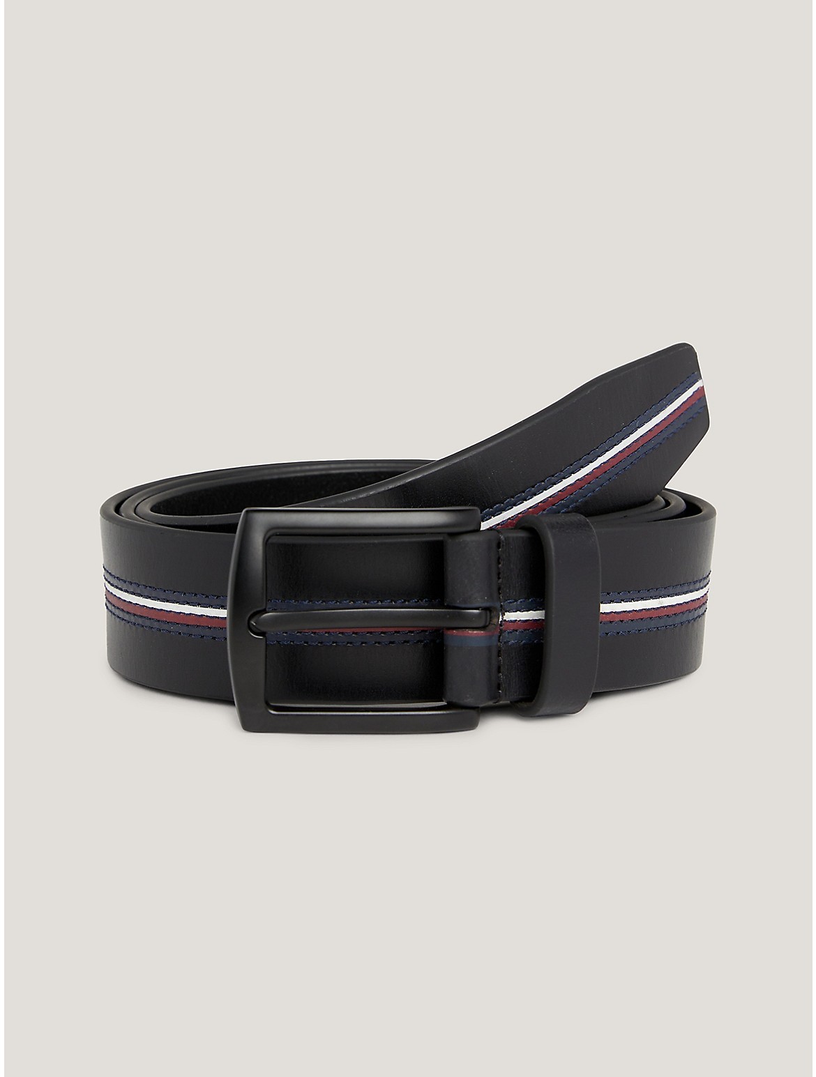 Tommy Hilfiger Men's Signature Stripe Leather Belt