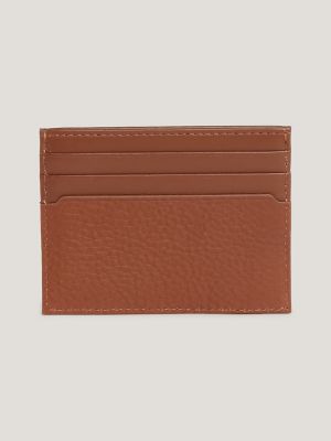 Hilfiger Stripe Leather Coin Wallet, Warm Cognac