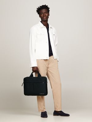 Tommy Logo Water-Repellent Computer Bag, Black