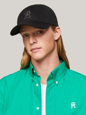 Embroidered Monogram Twill Cap, Black