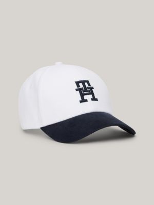 TH Monogram Brushed Cap, White / Space Blue
