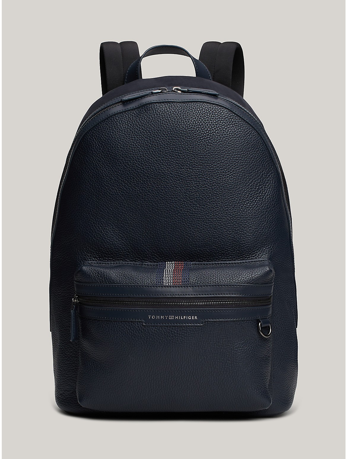 Tommy Hilfiger Tommy Logo Leather Backpack In Space Blue