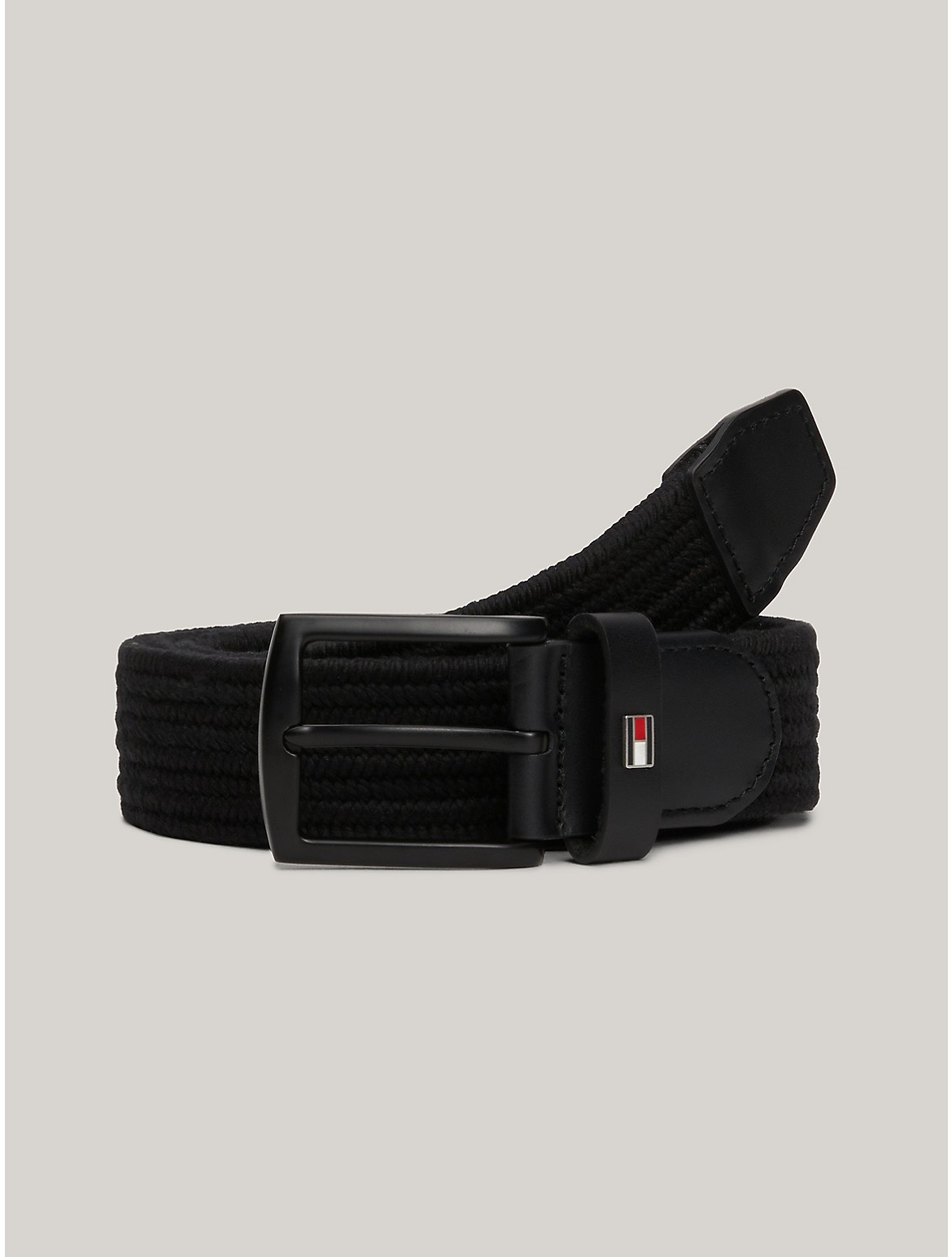Shop Tommy Hilfiger Flag Braided Belt In Black