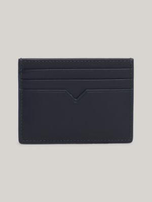 Stripe Leather Card Holder, Space Blue