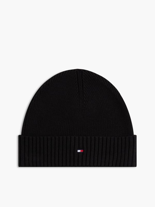 Cotton-Cashmere Blend Beanie — Black