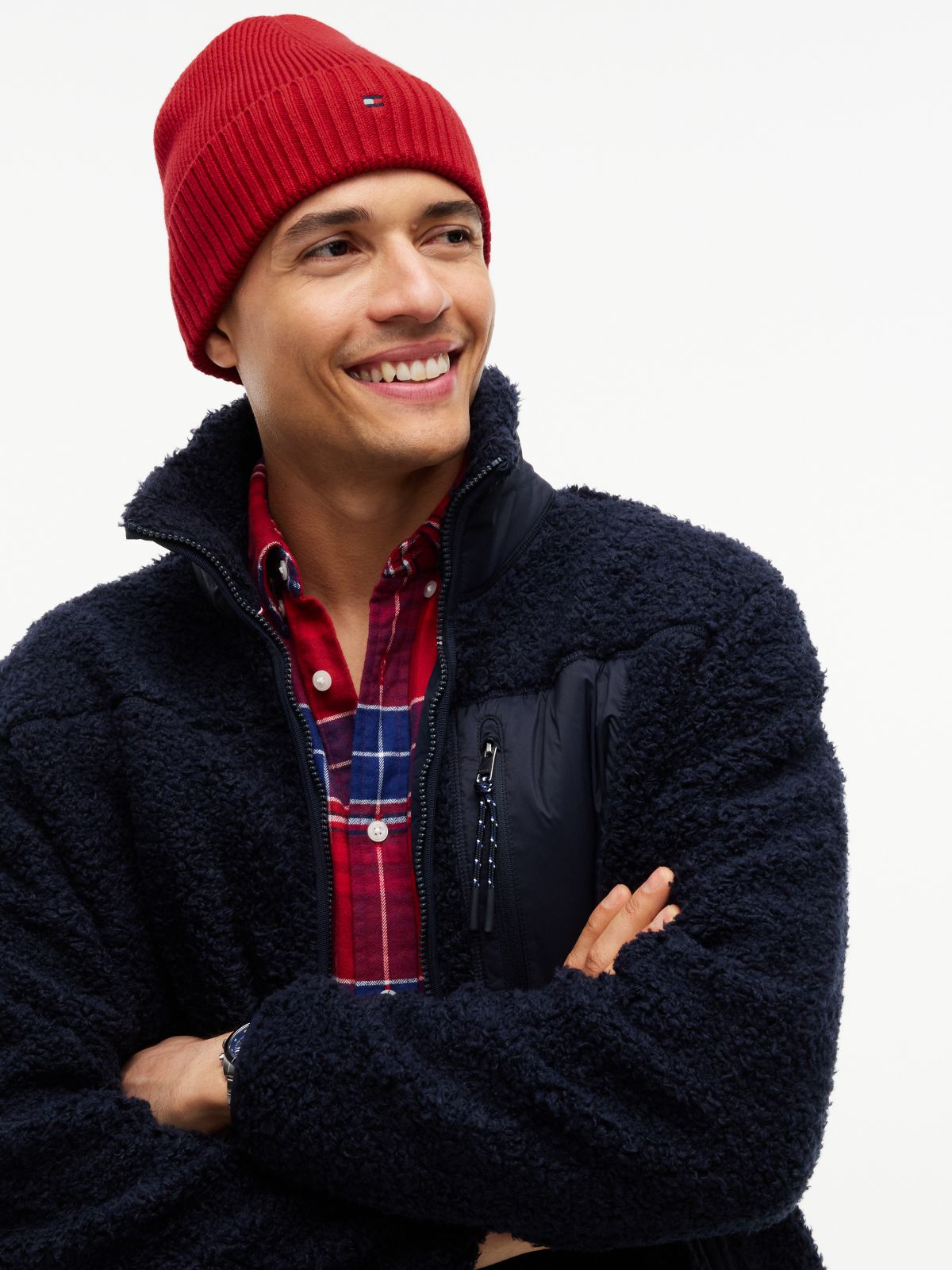 Cotton-Cashmere Blend Beanie — Medium Red