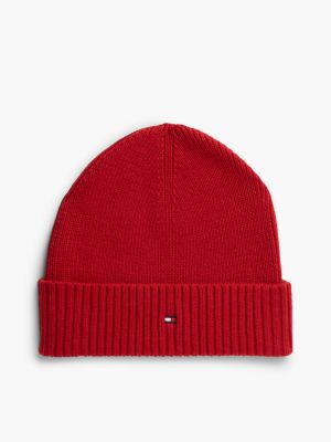 Cotton-Cashmere Blend Beanie, Medium Red