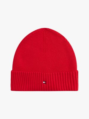 Cotton-Cashmere Blend Beanie, Primary Red
