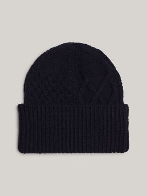 Enamel Flag Mix Knit Beanie, Space Blue