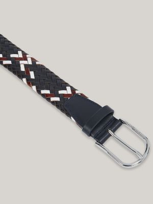 Braided Leather Belt, Space Blue