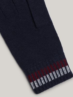Stripe Wool Blend Glove, Space Blue