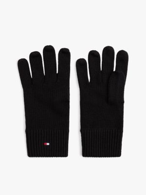Flag Logo Cotton-Cashmere Glove, Black