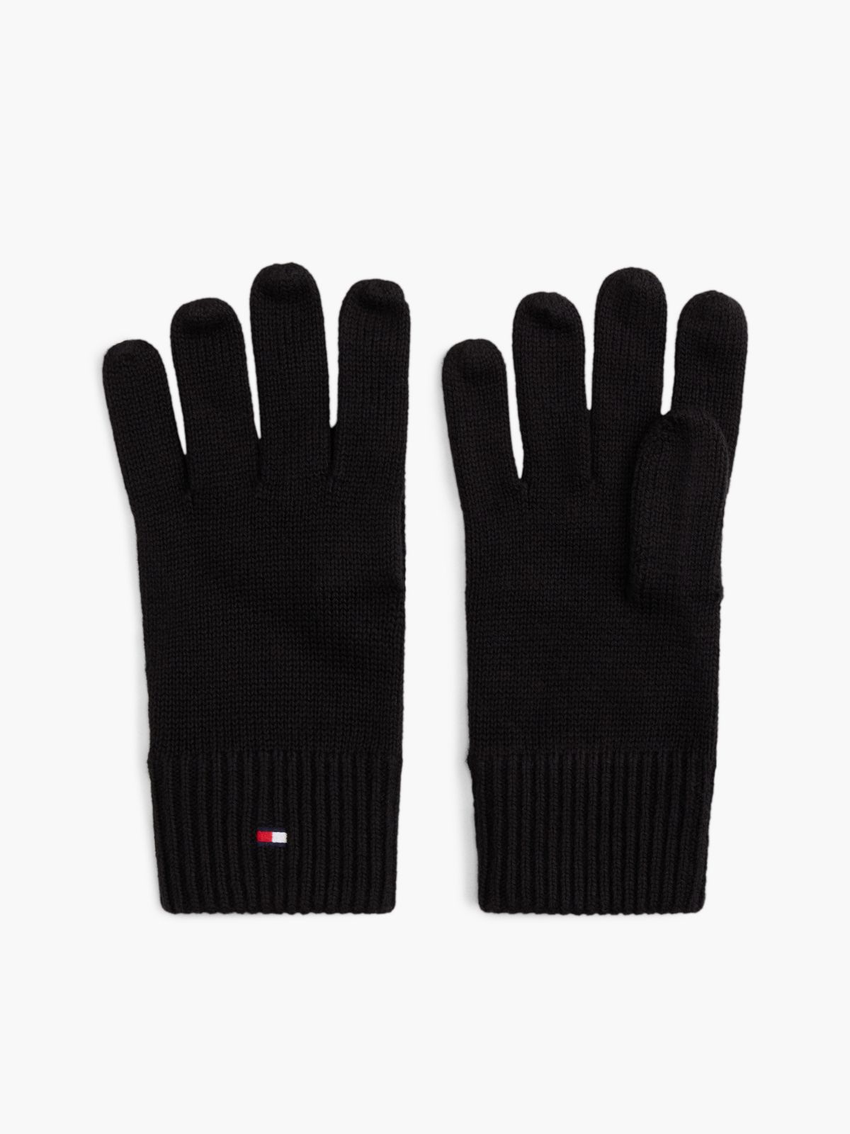 Flag Logo Cotton-Cashmere Blend Glove — Black