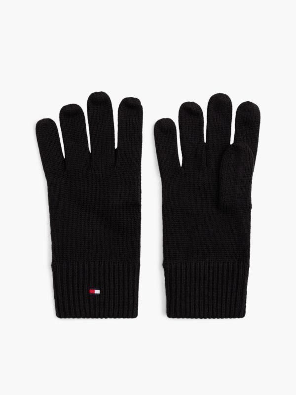 Flag Logo Cotton-Cashmere Blend Glove — Black