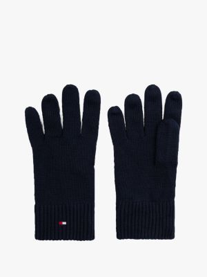 Flag Logo Cotton-Cashmere Blend Glove, Space Blue