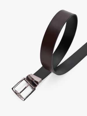 Reversible Flag Logo Loop Leather Belt, Testa Di Moro / Black