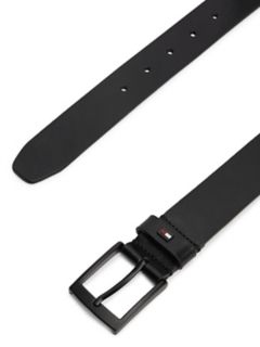 Square Buckle Smooth Leather Belt — Black 2