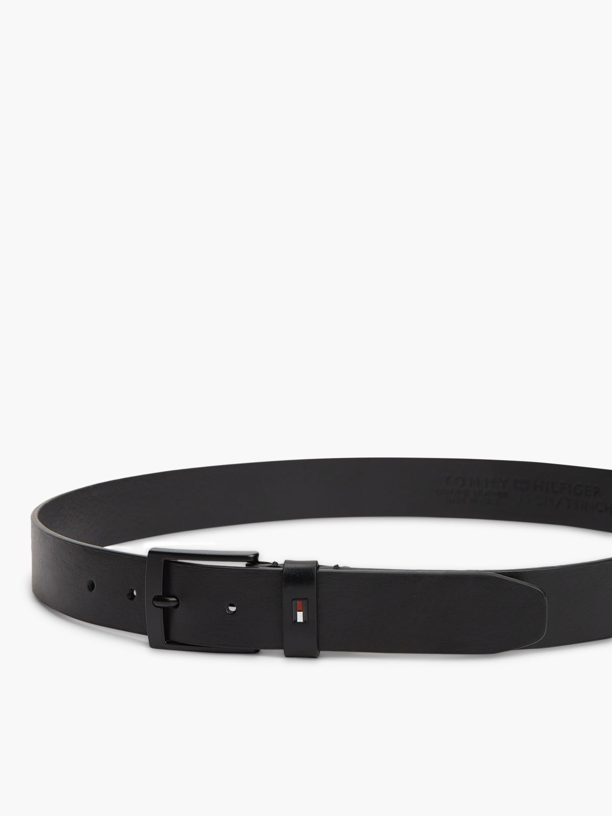 Square Buckle Smooth Leather Belt — Black