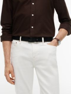 Square Buckle Smooth Leather Belt — Black 5