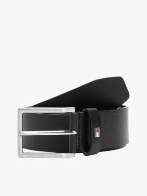 Square Buckle Smooth Leather Belt, Black