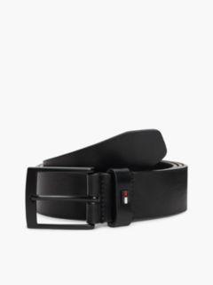 Square Buckle Smooth Leather Belt — Black 1