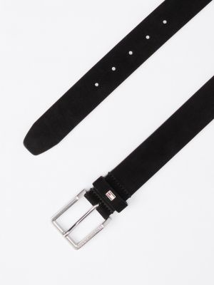 Tommy Logo Leather Belt, Black