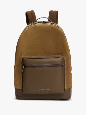Tonal Suede and Leather Backpack, Coastal Taupe