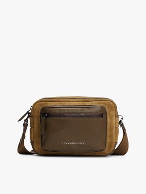 Tonal Suede and Leather Crossbody Bag, Coastal Taupe