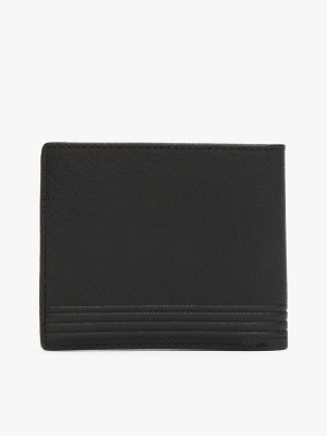 Pebbled Leather Bifold Coin & Card Wallet, Black