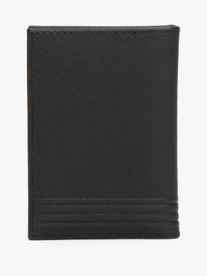 Pebbled Leather Bifold Wallet, Black