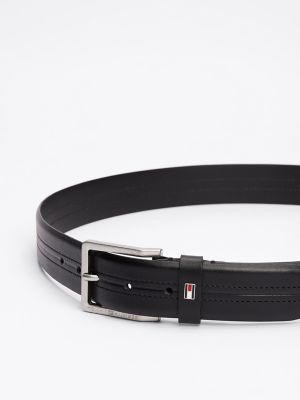 Tommy Logo Stitch Leather Belt