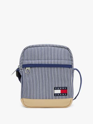 Tommy Jeans Badge Stripe Reporter Bag, Hickory Stripe