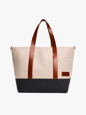 Colorblock Tote Bag, Classic Beige
