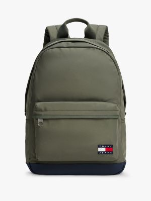 Tommy Jeans Badge Logo Dome Backpack, Pewter Green
