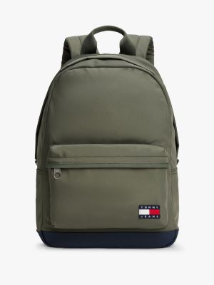 Tommy Jeans Badge Logo Dome Backpack, Pewter Green