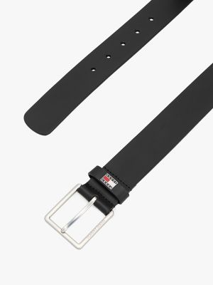 Tommy Jeans Square Buckle Leather Belt, Black