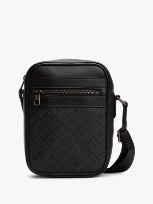 Monogram Logo Mini Reporter Bag, Black